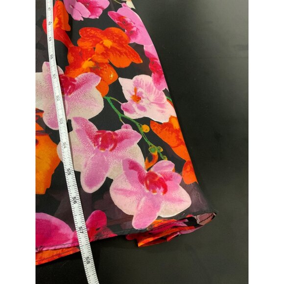 ELIZA J. Pleated Seeveless Floral Belted Maxi Dress Pink/Orange size 8 - Picture 8 of 9